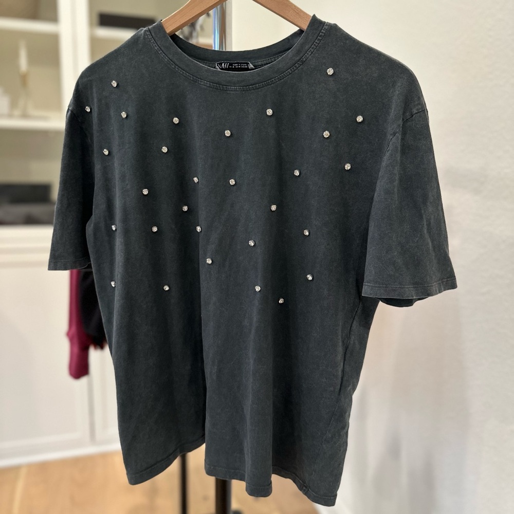 Zara Studded Black T-Shirt